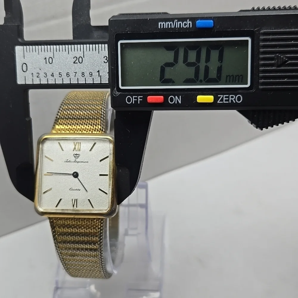 Rare Vintage Mens Jules Jurgensen 4154 Watch 29mm Gold Tone Square New Battery